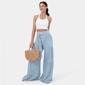 Halara Breezeful High Waisted Shirred Tie Front & Back Casual Pants Large NWT